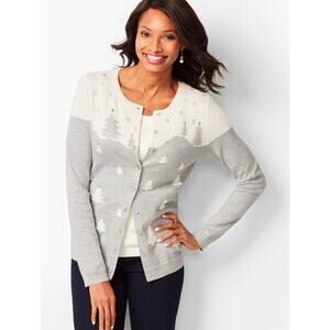 Talbots Women’s Charming Cardigan Wintery Forest Size L?